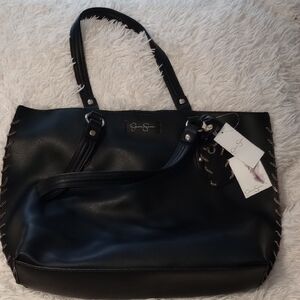 Jessica Simpson Black Tote with Chain Detailing